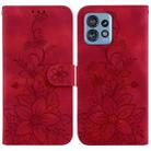 For Motorola Edge 40 Pro Lily Embossed Leather Phone Case(Red) - 1