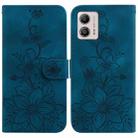 For Motorola Moto G13 / G23 / G53 Lily Embossed Leather Phone Case(Dark Blue) - 1