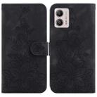 For Motorola Moto G13 / G23 / G53 Lily Embossed Leather Phone Case(Black) - 1