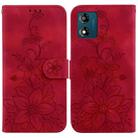 For Motorola Moto E13 Lily Embossed Leather Phone Case(Red) - 1