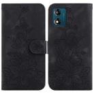 For Motorola Moto E13 Lily Embossed Leather Phone Case(Black) - 1