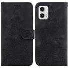 For Motorola Moto G73 Lily Embossed Leather Phone Case(Black) - 1