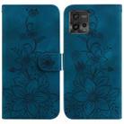 For Motorola Moto G72 Lily Embossed Leather Phone Case(Dark Blue) - 1