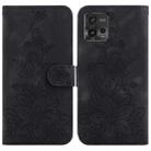 For Motorola Moto G72 Lily Embossed Leather Phone Case(Black) - 1