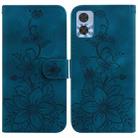 For Motorola Moto E22 / E22i Lily Embossed Leather Phone Case(Dark Blue) - 1