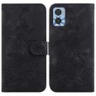 For Motorola Moto E22 / E22i Lily Embossed Leather Phone Case(Black) - 1