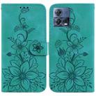 For Motorola Moto S30 Pro/Edge 30 Fusion 5G Lily Embossed Leather Phone Case(Green) - 1