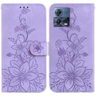 For Motorola Moto S30 Pro/Edge 30 Fusion 5G Lily Embossed Leather Phone Case(Purple) - 1