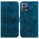 For Motorola Moto S30 Pro/Edge 30 Fusion 5G Lily Embossed Leather Phone Case(Dark Blue) - 1