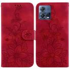 For Motorola Moto S30 Pro/Edge 30 Fusion 5G Lily Embossed Leather Phone Case(Red) - 1