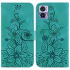 For Motorola Edge 30 Neo / Edge 30 Lite Lily Embossed Leather Phone Case(Green) - 1