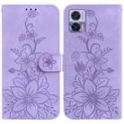 For Motorola Edge 30 Neo / Edge 30 Lite Lily Embossed Leather Phone Case(Purple) - 1