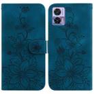 For Motorola Edge 30 Neo / Edge 30 Lite Lily Embossed Leather Phone Case(Dark Blue) - 1