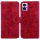For Motorola Edge 30 Neo / Edge 30 Lite Lily Embossed Leather Phone Case(Red) - 1