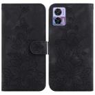 For Motorola Edge 30 Neo / Edge 30 Lite Lily Embossed Leather Phone Case(Black) - 1