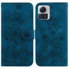 For Motorola Moto X30 Pro/Edge 30 Ultra 5G Lily Embossed Leather Phone Case(Dark Blue) - 1