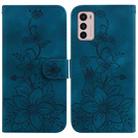 For Motorola Moto G42 Lily Embossed Leather Phone Case(Dark Blue) - 1