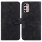 For Motorola Moto G42 Lily Embossed Leather Phone Case(Black) - 1