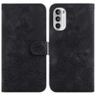 For Motorola Moto G62 5G Lily Embossed Leather Phone Case(Black) - 1