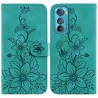 For Motorola Edge 30 Lily Embossed Leather Phone Case(Green) - 1