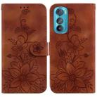 For Motorola Edge 30 Lily Embossed Leather Phone Case(Brown) - 1