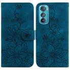 For Motorola Edge 30 Lily Embossed Leather Phone Case(Dark Blue) - 1