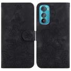 For Motorola Edge 30 Lily Embossed Leather Phone Case(Black) - 1