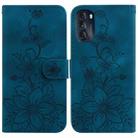 For Motorola Moto G 2022 Lily Embossed Leather Phone Case(Dark Blue) - 1