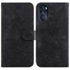 For Motorola Moto G 2022 Lily Embossed Leather Phone Case(Black) - 1