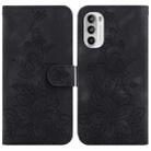 For Motorola Moto G52 Lily Embossed Leather Phone Case(Black) - 1