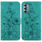 For Motorola Moto G Stylus 5G 2022 Lily Embossed Leather Phone Case(Green) - 1