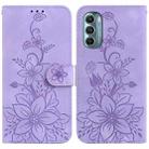 For Motorola Moto G Stylus 5G 2022 Lily Embossed Leather Phone Case(Purple) - 1