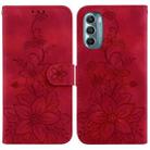 For Motorola Moto G Stylus 5G 2022 Lily Embossed Leather Phone Case(Red) - 1