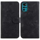 For Motorola Moto G22 Lily Embossed Leather Phone Case(Black) - 1