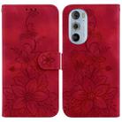 For Motorola Edge 30 Pro / Edge+ 2022 Lily Embossed Leather Phone Case(Red) - 1