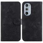 For Motorola Edge 30 Pro / Edge+ 2022 Lily Embossed Leather Phone Case(Black) - 1