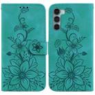 For Motorola Moto G200 5G / Edge S30 Lily Embossed Leather Phone Case(Green) - 1