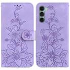 For Motorola Moto G200 5G / Edge S30 Lily Embossed Leather Phone Case(Purple) - 1