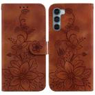 For Motorola Moto G200 5G / Edge S30 Lily Embossed Leather Phone Case(Brown) - 1