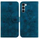 For Motorola Moto G200 5G / Edge S30 Lily Embossed Leather Phone Case(Dark Blue) - 1