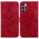 For Motorola Moto G200 5G / Edge S30 Lily Embossed Leather Phone Case(Red) - 1