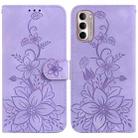 For Motorola Moto G Stylus 4G 2022 Lily Embossed Leather Phone Case(Purple) - 1