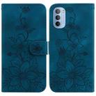 For Motorola Moto G31  / G41 Lily Embossed Leather Phone Case(Dark Blue) - 1