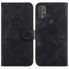 For Motorola Moto G Power 2022 Lily Embossed Leather Phone Case(Black) - 1