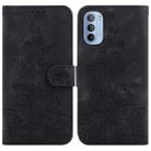 For Motorola Moto G51 Lily Embossed Leather Phone Case(Black) - 1
