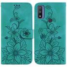 For Motorola G Pure Lily Embossed Leather Phone Case(Green) - 1