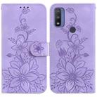 For Motorola G Pure Lily Embossed Leather Phone Case(Purple) - 1