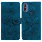 For Motorola G Pure Lily Embossed Leather Phone Case(Dark Blue) - 1