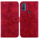 For Motorola G Pure Lily Embossed Leather Phone Case(Red) - 1