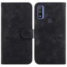 For Motorola G Pure Lily Embossed Leather Phone Case(Black) - 1